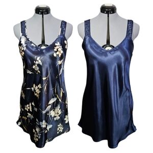 Vintage California Dynasty Women's SIZE M Romantic Satin Slip Dress Nightgown ×2